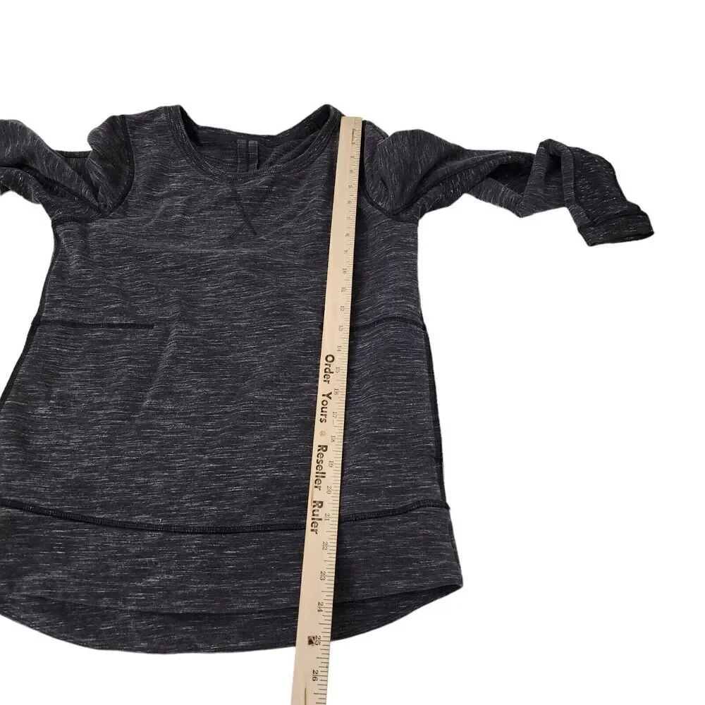 Lululemon Sweatshirt 4 Exhalation Pullover II Heathered Marled Black Long Sleeve - Picture 9 of 11